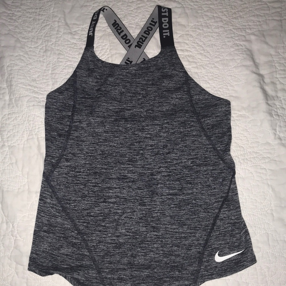 Girls Nike Strappy Tank Top Grey/Black Heather
